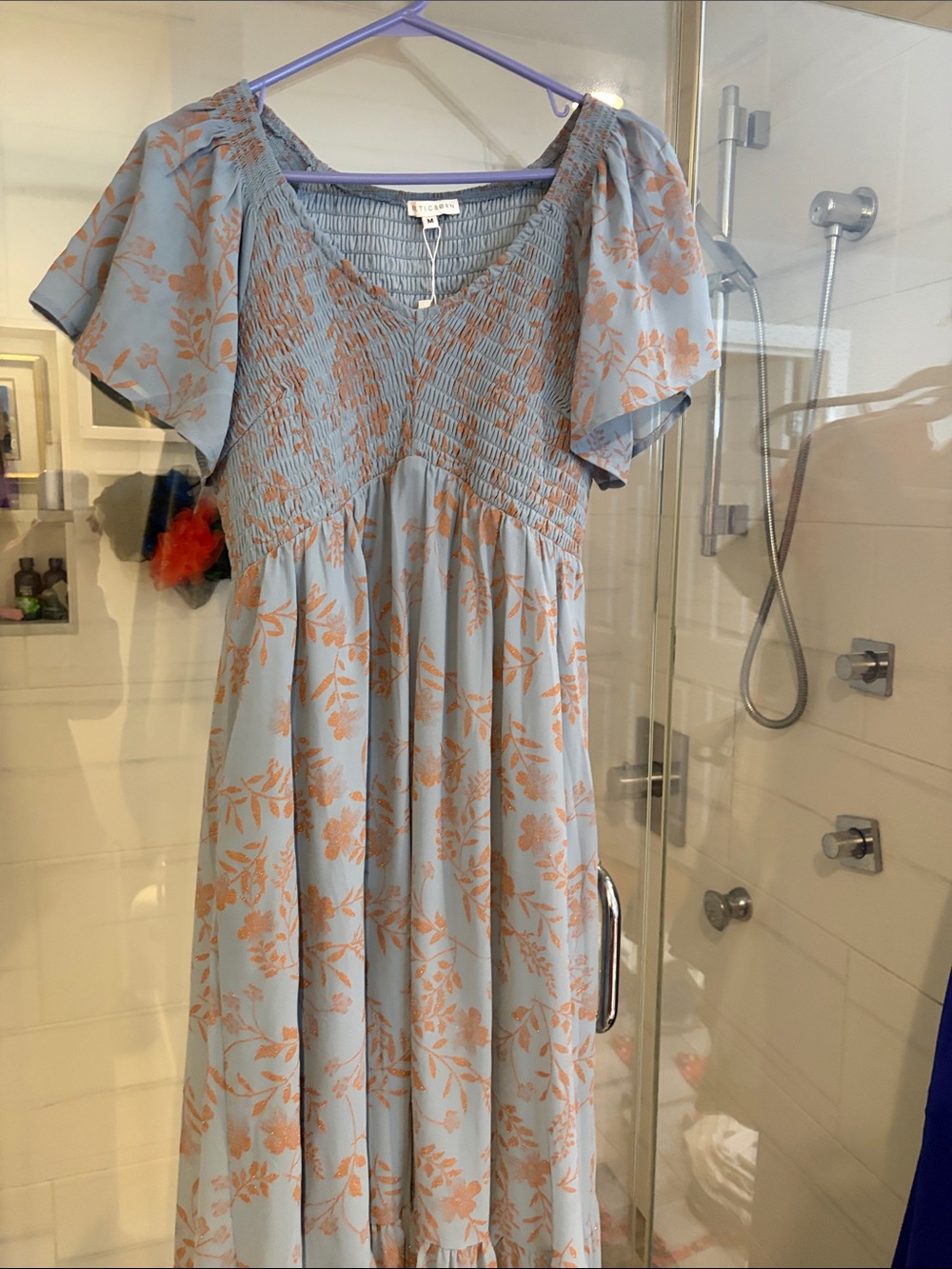 Baltic Born Light Blue Maxi Dress with Rust Floral Print